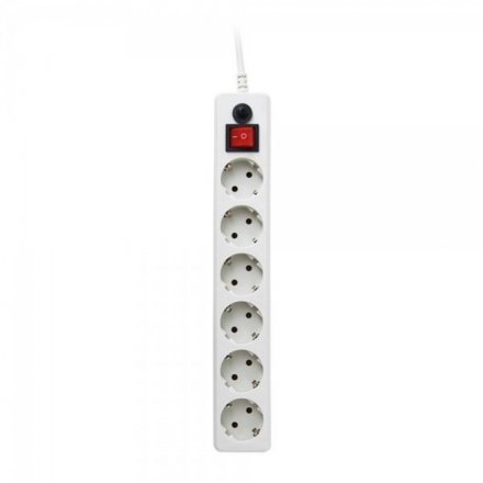 Горнизон сет. фильтр ПВС 3х0,75 6роз. 5м 10А белый, земля, выкл., шторки 150073