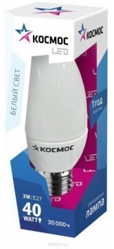 Лампа св/д Свеча Е27  6,5 W 4500K 99х37 480lm Экономик  Космос 575384